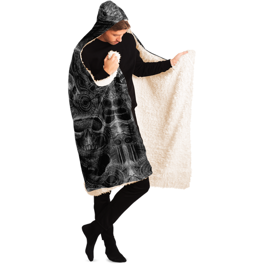 Wall of Faces Hooded Blanket
