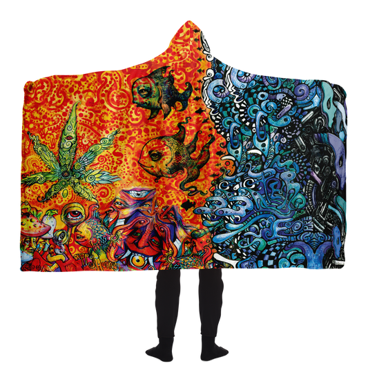 Blue Orange Sea Hooded Blanket