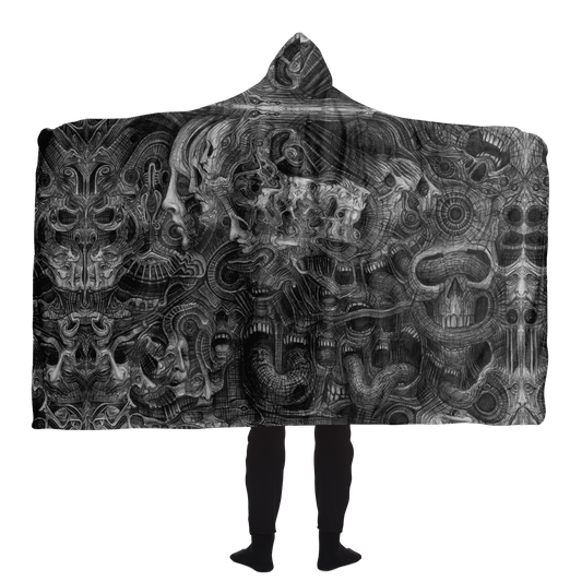 Wall of Faces Hooded Blanket
