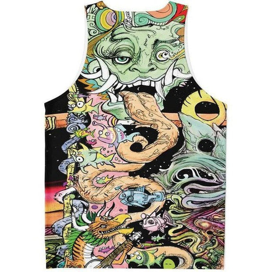 White Horn Woman Tank Top - Unisex Tank Top - Artist, Colorful, Kamal MishMish, Kmish, KMish213, MishMish, Psychedelic, tank top, Trippy, Unique Art, unisex - Wrinkled Minds Wardrobe