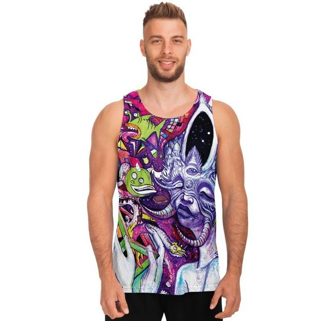 Purple Horn Woman Tank Top - Unisex Tank Top - Artist, Colorful, Kamal MishMish, Kmish, KMish213, MishMish, Psychedelic, tank top, Trippy, Unique Art, unisex - Wrinkled Minds Wardrobe