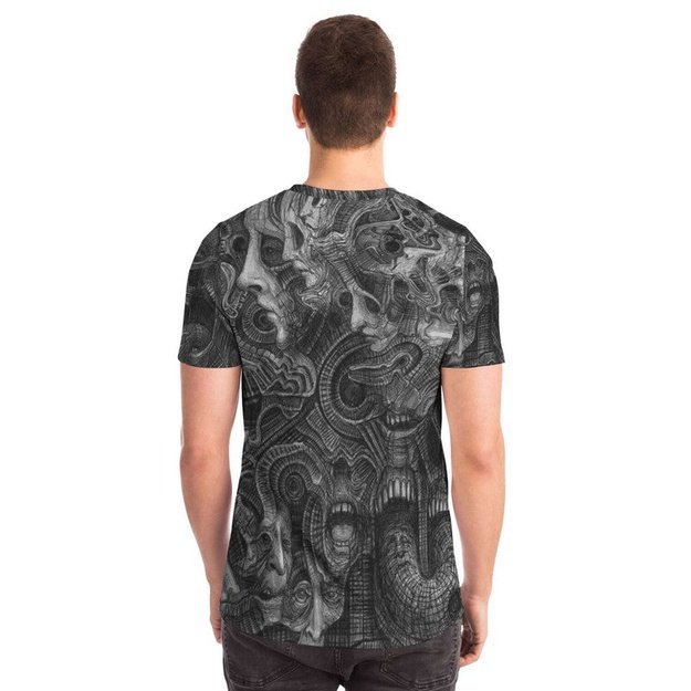 Wall of Faces T-Shirt - Pocket T-shirt - Artist, Kamal MishMish, Kmish, KMish213, MishMish, Pocket T-Shirt, Psychedelic, T Shirt, Trippy, Unique Art - Wrinkled Minds Wardrobe