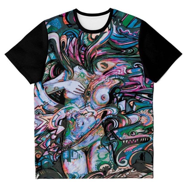 Water Color Woman T-Shirt - T-shirt - Artist, Colorful, Kamal MishMish, Kmish, KMish213, MishMish, Psychedelic, T Shirt, Trippy, Unique Art - Wrinkled Minds Wardrobe