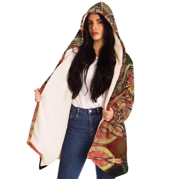 Hooded Woman Cloak - Microfleece Cloak - Artist, Kamal MishMish, Kmish, KMish213, MishMish - Wrinkled Minds Wardrobe