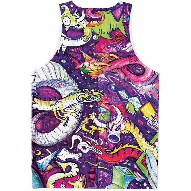 Purple Horn Woman Tank Top - Unisex Tank Top - Artist, Colorful, Kamal MishMish, Kmish, KMish213, MishMish, Psychedelic, tank top, Trippy, Unique Art, unisex - Wrinkled Minds Wardrobe