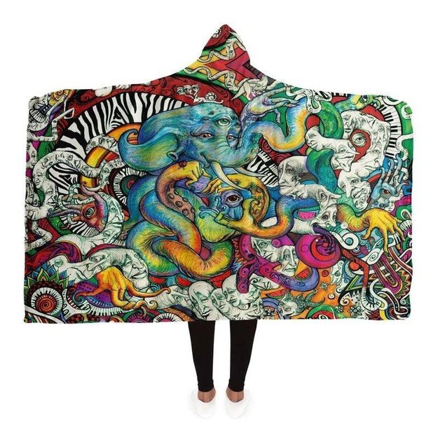 Octophantopus Hooded Blanket - Hooded Blanket - Artist, Kamal MishMish, Kmish, KMish213, MishMish - Wrinkled Minds Wardrobe