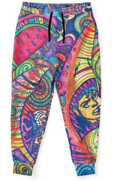 Pink Shark Boy Joggers - Joggers - Artist, Colorful, Kamal MishMish, Kmish, KMish213, MishMish, Psychedelic, Trippy, Unique Art - Wrinkled Minds Wardrobe