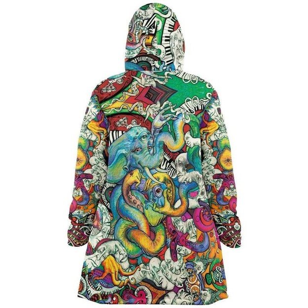 Octophantopus Cloak - Microfleece Cloak - Artist, Colorful, Kamal MishMish, Kmish, KMish213, MishMish, Octopus, Psychedelic, Trippy, Unique Art - Wrinkled Minds Wardrobe