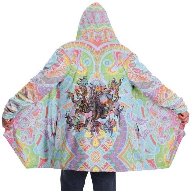 Elephantopus Cloak - Microfleece Cloak - Artist, Colorful, Kamal MishMish, Kmish, KMish213, MishMish, Octopus, Psychedelic, Trippy, Unique Art - Wrinkled Minds Wardrobe