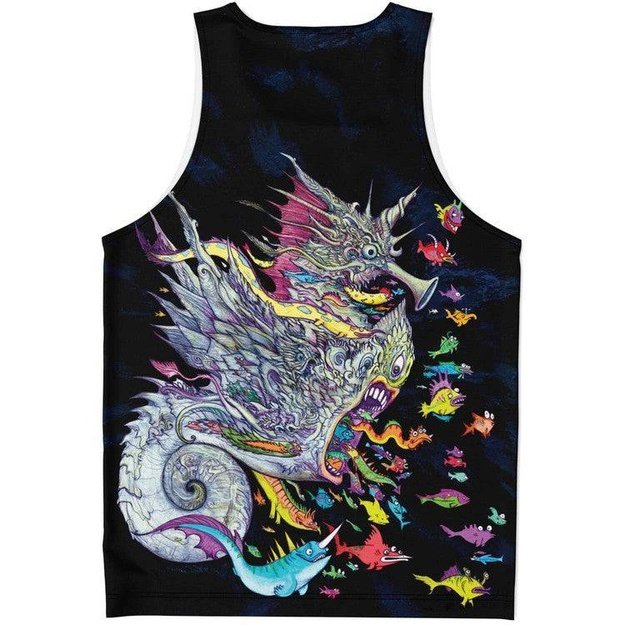 Seahorse Monster Tank - Unisex Tank Top - Artist, Colorful, Kamal MishMish, Kmish, KMish213, MishMish, Psychedelic, Sea Life, tank top, Trippy, Unique Art, unisex - Wrinkled Minds Wardrobe