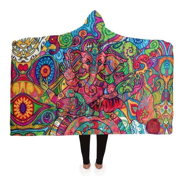 OGanesh Hooded Blanket - Hooded Blanket - Artist, Kamal MishMish, Kmish, KMish213, MishMish - Wrinkled Minds Wardrobe