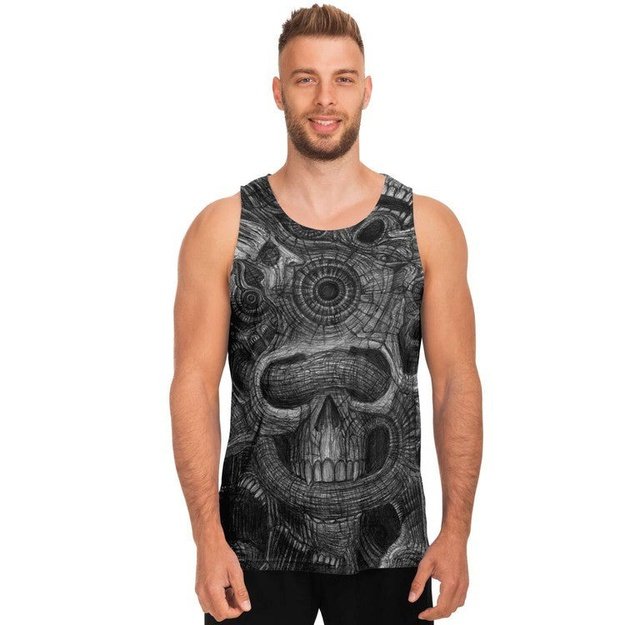 Wall Of Faces Tank - Unisex Tank Top - Artist, black and white, Kamal MishMish, Kmish, KMish213, MishMish, Psychedelic, tank top, Trippy, Unique Art, unisex - Wrinkled Minds Wardrobe