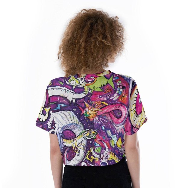 Purple Horned Woman Cropped Shirt