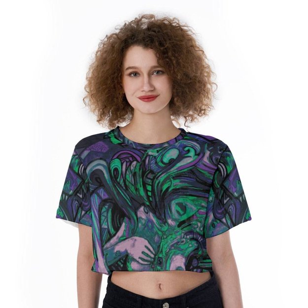 Water Color Woman Cropped Shirt