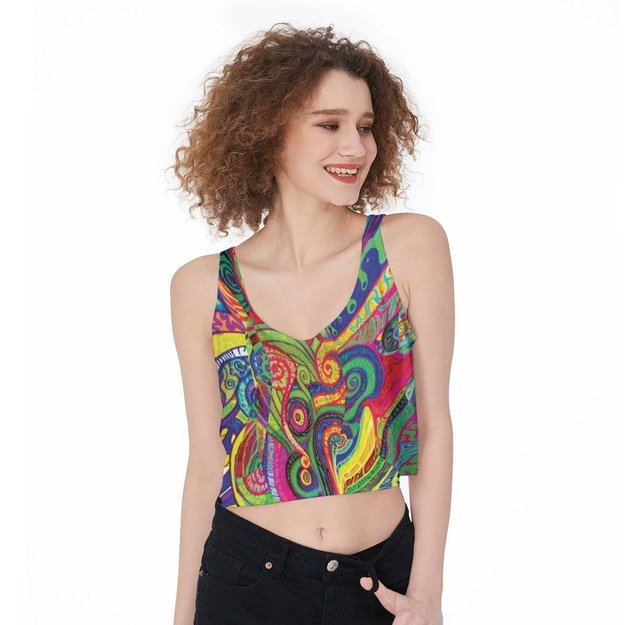 Spiral Shroom Colors Cropped Tank