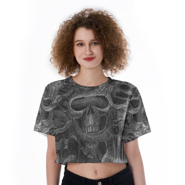 Wall of Faces Cropped Shirt