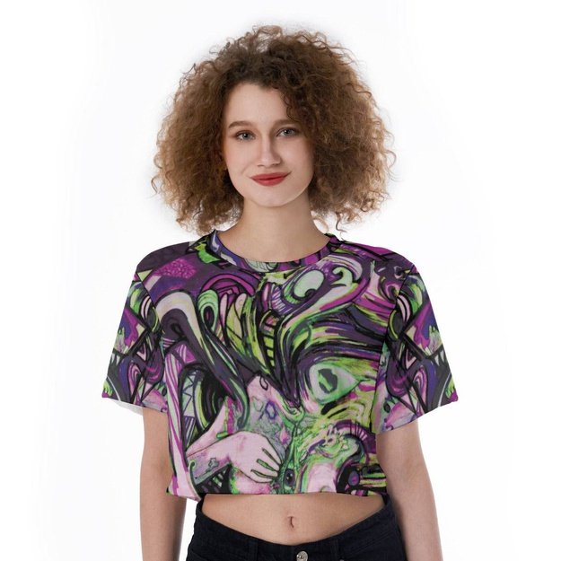 Water Color Woman Cropped Shirt