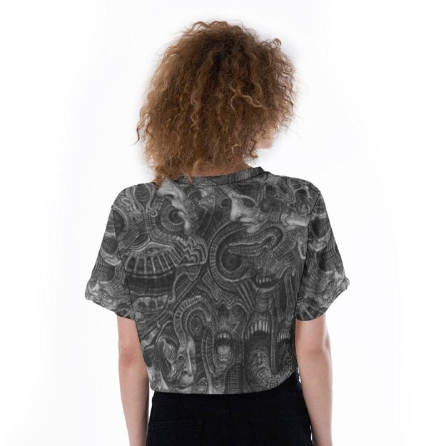 Wall of Faces Cropped Shirt