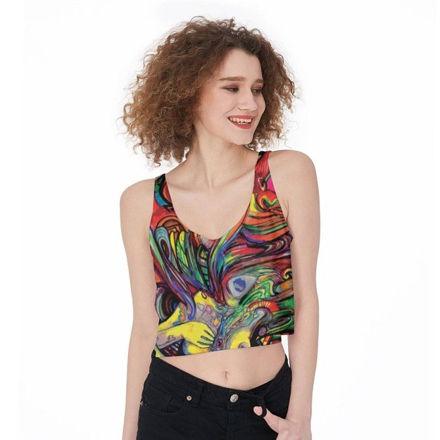 Water Color Woman Cropped Tank