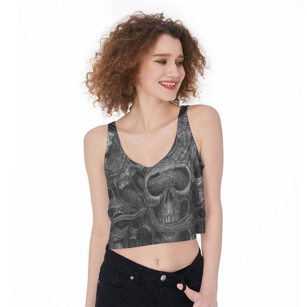 Wall of Faces Cropped Tank