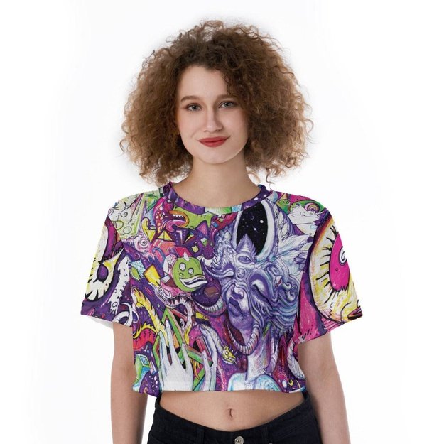 Purple Horned Woman Cropped Shirt