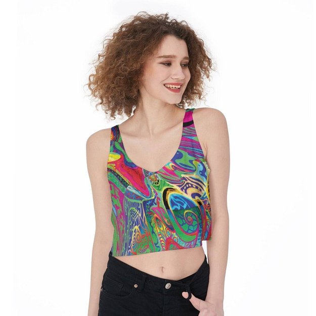 Spiral Shroom Colors Cropped Tank