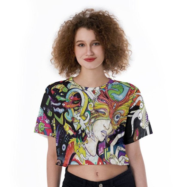 Red Horn Woman Cropped Shirt