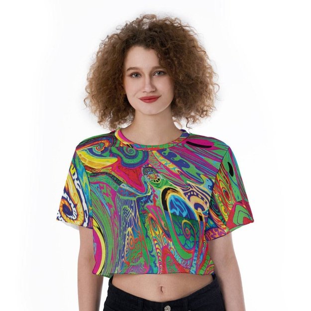 Spiral Shroom Colors Cropped Shirt