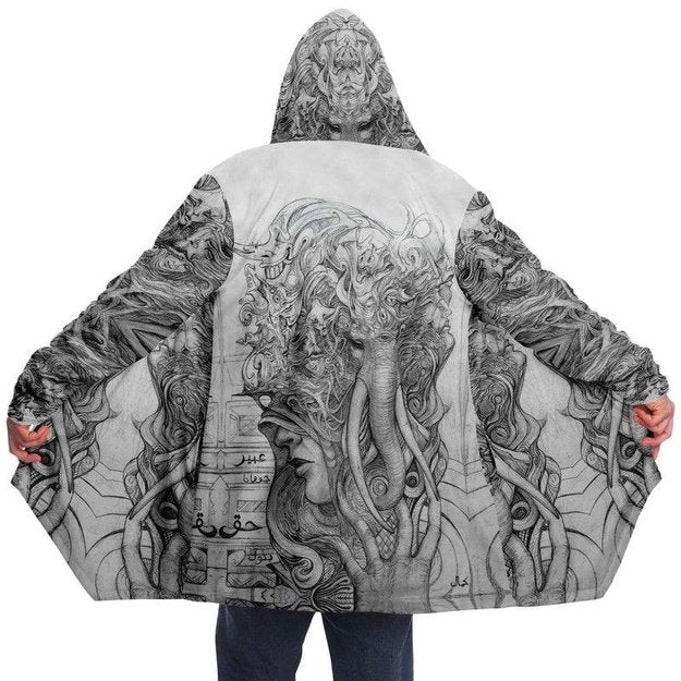 Hooded Woman Cloak - Microfleece Cloak - Artist, Kamal MishMish, Kmish, KMish213, MishMish - Wrinkled Minds Wardrobe