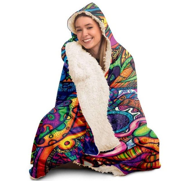 Snail OG Hooded Blanket - Hooded Blanket - Artist, Cannabis, Colorful, Kamal MishMish, Kmish, KMish213, MishMish, Psychedelic, Trippy, Unique Art - Wrinkled Minds Wardrobe