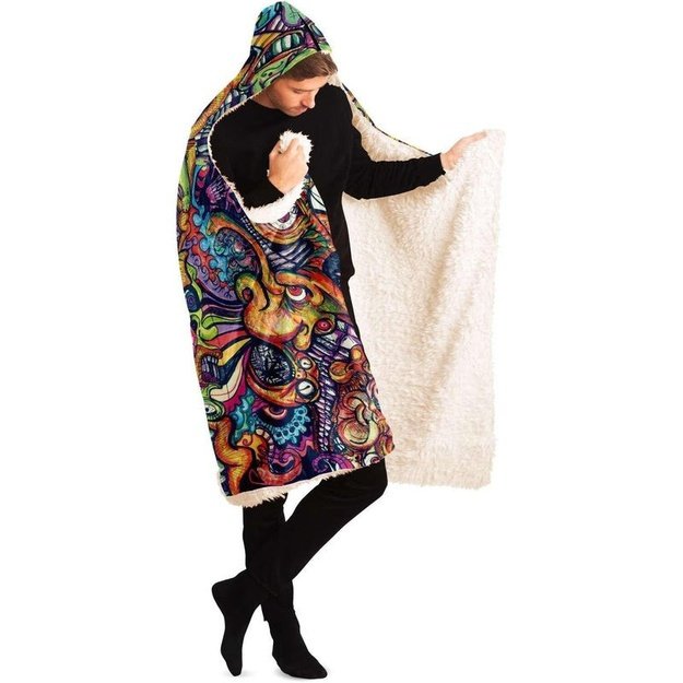 Toothy Hooded Blanket - Hooded Blanket - Artist, Kamal MishMish, Kmish, KMish213, MishMish - Wrinkled Minds Wardrobe