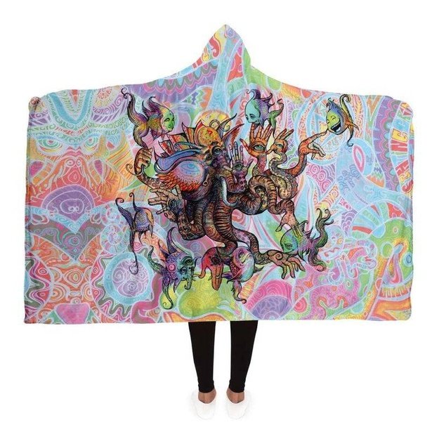 Elephantopus Hooded Blanket - Hooded Blanket - Artist, Kamal MishMish, Kmish, KMish213, MishMish - Wrinkled Minds Wardrobe