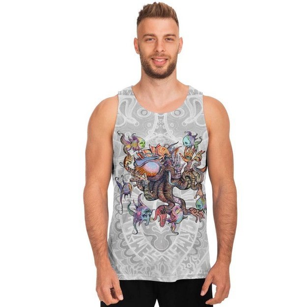 Elephantopus Tank - Unisex Tank Top - Artist, Colorful, Elephant, Kamal MishMish, Kmish, KMish213, MishMish, Octopus, Psychedelic, Sea Life, tank top, Trippy, Unique Art, unisex - Wrinkled Minds Wardrobe