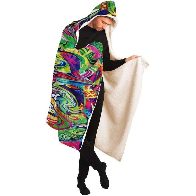 Spiral Shrooming Colors Hooded Blanket - Hooded Blanket - Artist, Kamal MishMish, Kmish, KMish213, MishMish - Wrinkled Minds Wardrobe