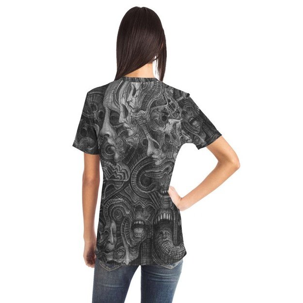 Wall of Faces T-Shirt - Pocket T-shirt - Artist, Kamal MishMish, Kmish, KMish213, MishMish, Pocket T-Shirt, Psychedelic, T Shirt, Trippy, Unique Art - Wrinkled Minds Wardrobe