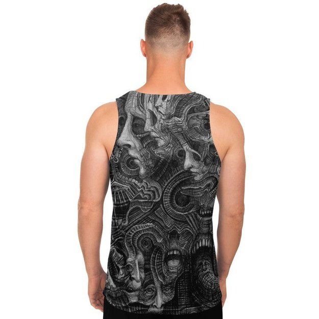 Wall Of Faces Tank - Unisex Tank Top - Artist, black and white, Kamal MishMish, Kmish, KMish213, MishMish, Psychedelic, tank top, Trippy, Unique Art, unisex - Wrinkled Minds Wardrobe