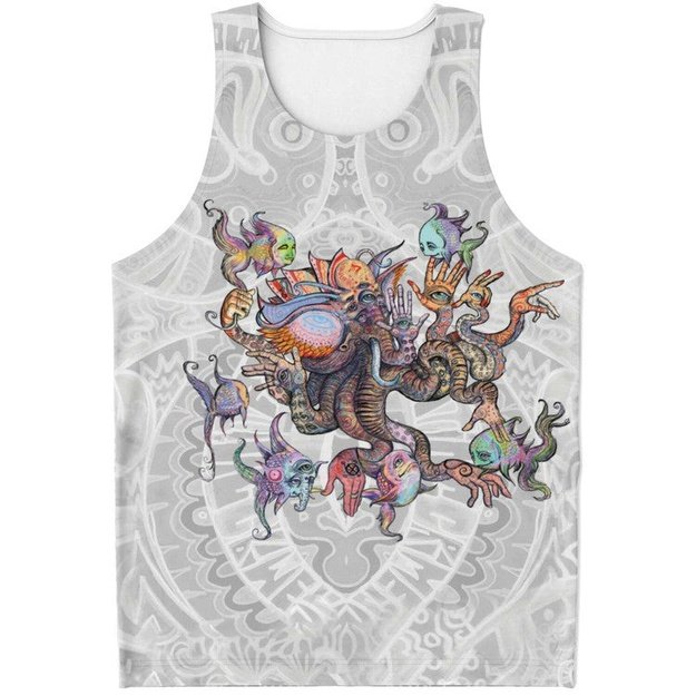 Elephantopus Tank - Unisex Tank Top - Artist, Colorful, Elephant, Kamal MishMish, Kmish, KMish213, MishMish, Octopus, Psychedelic, Sea Life, tank top, Trippy, Unique Art, unisex - Wrinkled Minds Wardrobe