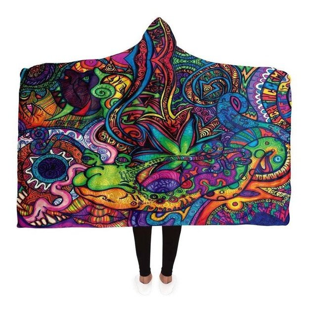 Snail OG Hooded Blanket - Hooded Blanket - Artist, Cannabis, Colorful, Kamal MishMish, Kmish, KMish213, MishMish, Psychedelic, Trippy, Unique Art - Wrinkled Minds Wardrobe