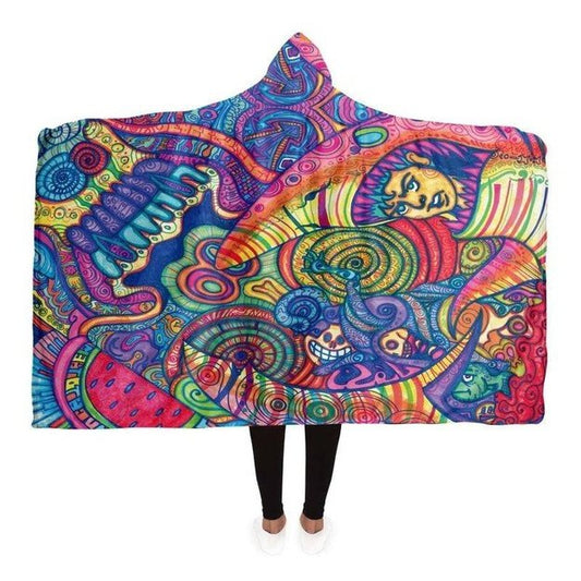 Pink Shark Boy Hooded Blanket - Hooded Blanket - Artist, Kamal MishMish, Kmish, KMish213, MishMish - Wrinkled Minds Wardrobe