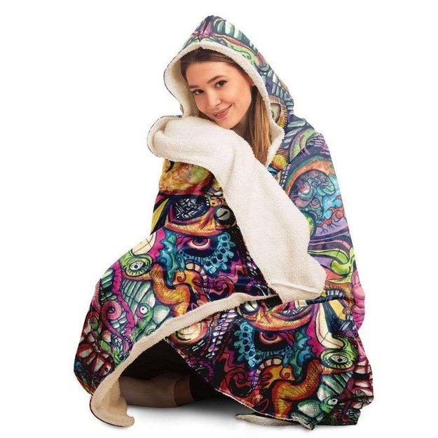 Toothy Hooded Blanket - Hooded Blanket - Artist, Kamal MishMish, Kmish, KMish213, MishMish - Wrinkled Minds Wardrobe