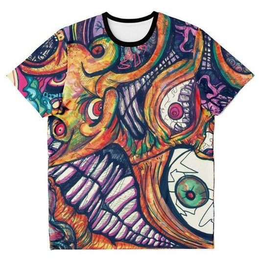 Eyes 'n' Mouth T-shirt - T-shirt - Artist, Colorful, Kamal MishMish, Kmish, KMish213, MishMish, Psychedelic, T Shirt, Trippy, Unique Art - Wrinkled Minds Wardrobe