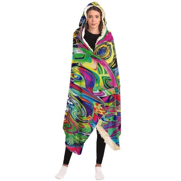 Spiral Shrooming Colors Hooded Blanket - Hooded Blanket - Artist, Kamal MishMish, Kmish, KMish213, MishMish - Wrinkled Minds Wardrobe