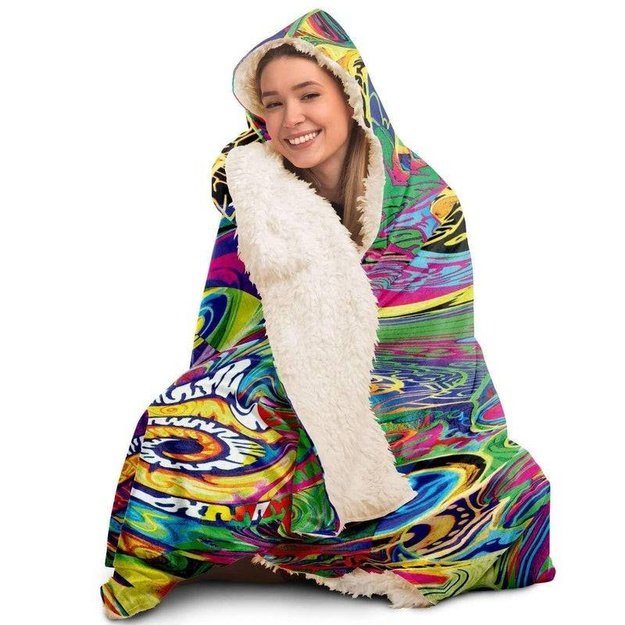 Spiral Shrooming Colors Hooded Blanket - Hooded Blanket - Artist, Kamal MishMish, Kmish, KMish213, MishMish - Wrinkled Minds Wardrobe