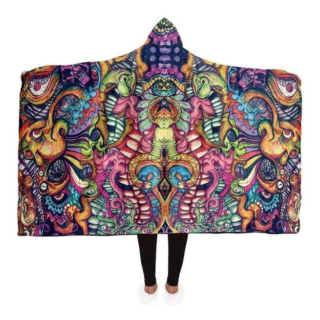 Toothy Hooded Blanket - Hooded Blanket - Artist, Kamal MishMish, Kmish, KMish213, MishMish - Wrinkled Minds Wardrobe