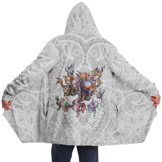 Elephantopus Cloak - Microfleece Cloak - Artist, Colorful, Kamal MishMish, Kmish, KMish213, MishMish, Octopus, Psychedelic, Trippy, Unique Art - Wrinkled Minds Wardrobe