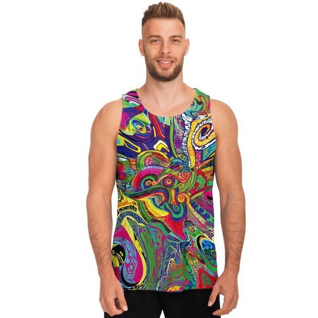 spiral shroom Tank - Unisex Tank Top - Artist, Colorful, Kamal MishMish, Kmish, KMish213, MishMish, Psychedelic, tank top, Trippy, Unique Art, unisex - Wrinkled Minds Wardrobe