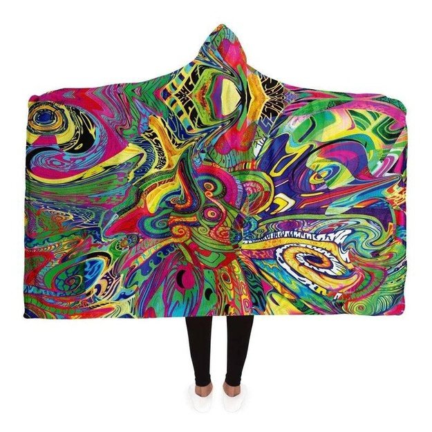 Spiral Shrooming Colors Hooded Blanket - Hooded Blanket - Artist, Kamal MishMish, Kmish, KMish213, MishMish - Wrinkled Minds Wardrobe