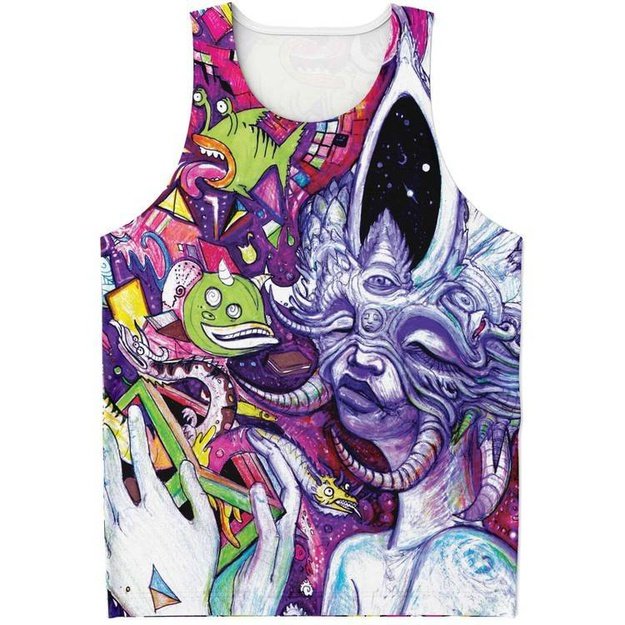 Purple Horn Woman Tank Top - Unisex Tank Top - Artist, Colorful, Kamal MishMish, Kmish, KMish213, MishMish, Psychedelic, tank top, Trippy, Unique Art, unisex - Wrinkled Minds Wardrobe