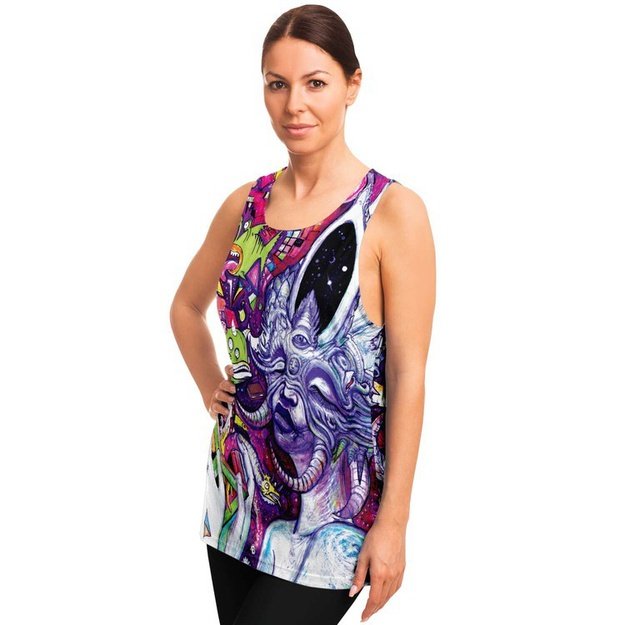 Purple Horn Woman Tank Top - Unisex Tank Top - Artist, Colorful, Kamal MishMish, Kmish, KMish213, MishMish, Psychedelic, tank top, Trippy, Unique Art, unisex - Wrinkled Minds Wardrobe