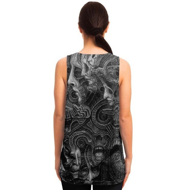 Wall Of Faces Tank - Unisex Tank Top - Artist, black and white, Kamal MishMish, Kmish, KMish213, MishMish, Psychedelic, tank top, Trippy, Unique Art, unisex - Wrinkled Minds Wardrobe